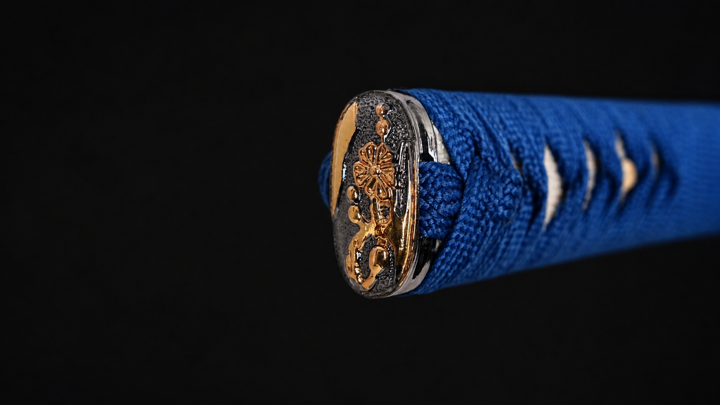 Katana Matsumoto 1095 Dobrada | Tsuba Ouro e Prata | Shotokann