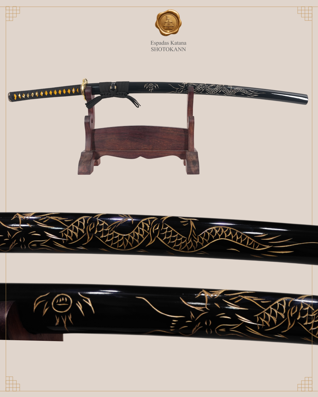 Katana Dragão Yujiro Aço Carbono 1060 dobrado | Shotokann