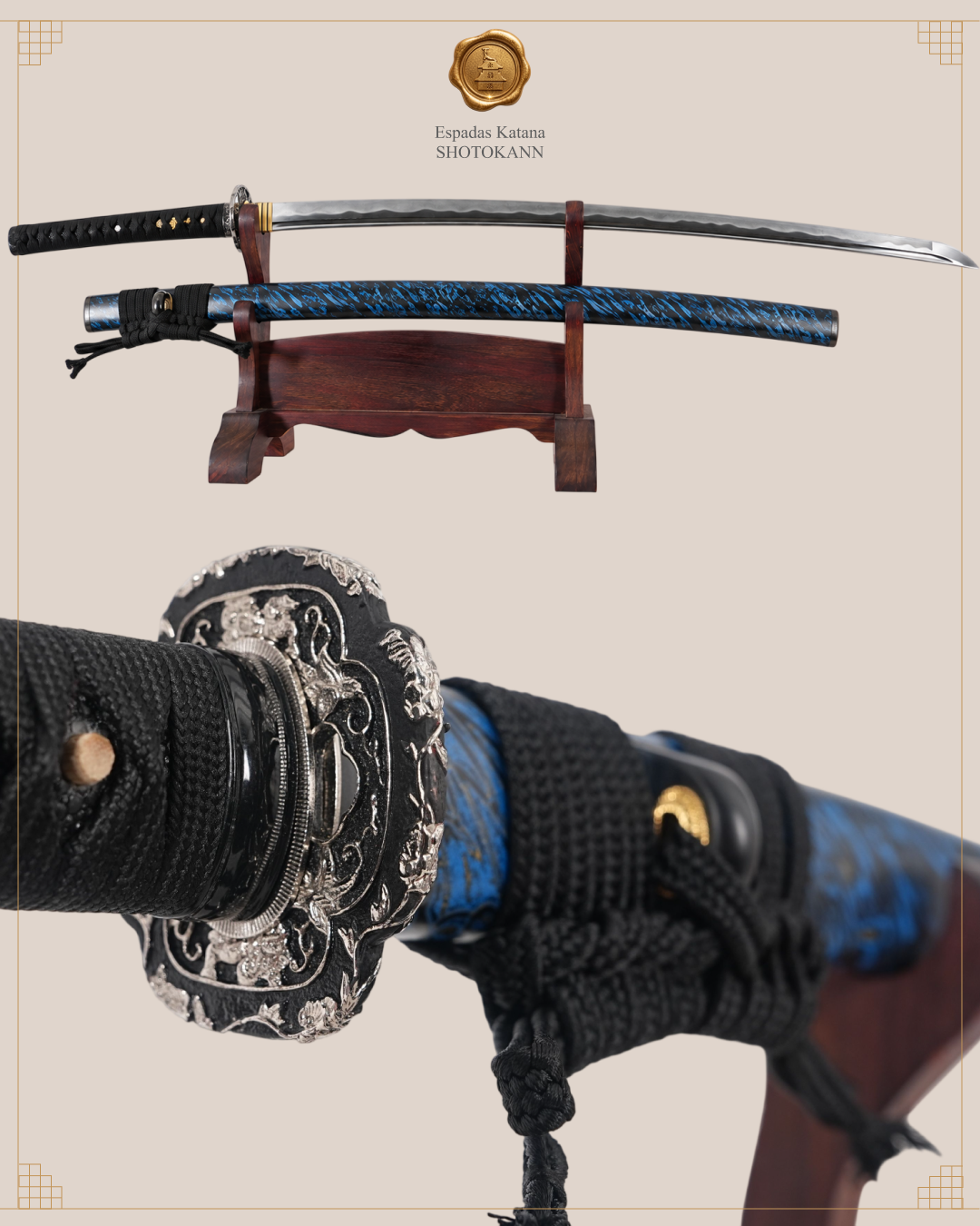 Katana Tasogare em Aço Damasco 32768 | Shotokann