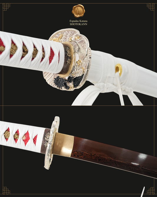 Katana Hiroshi Damasco 2048 | Lâmina Vermelha | Shotokann